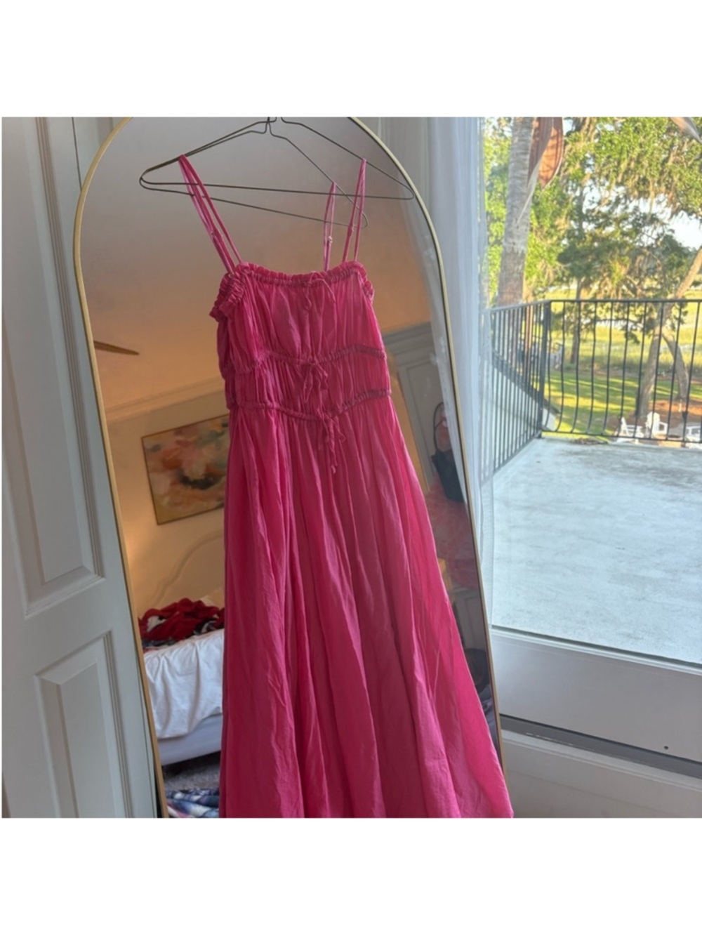 J. Crew Hot Pink Smocked Maxi Dress